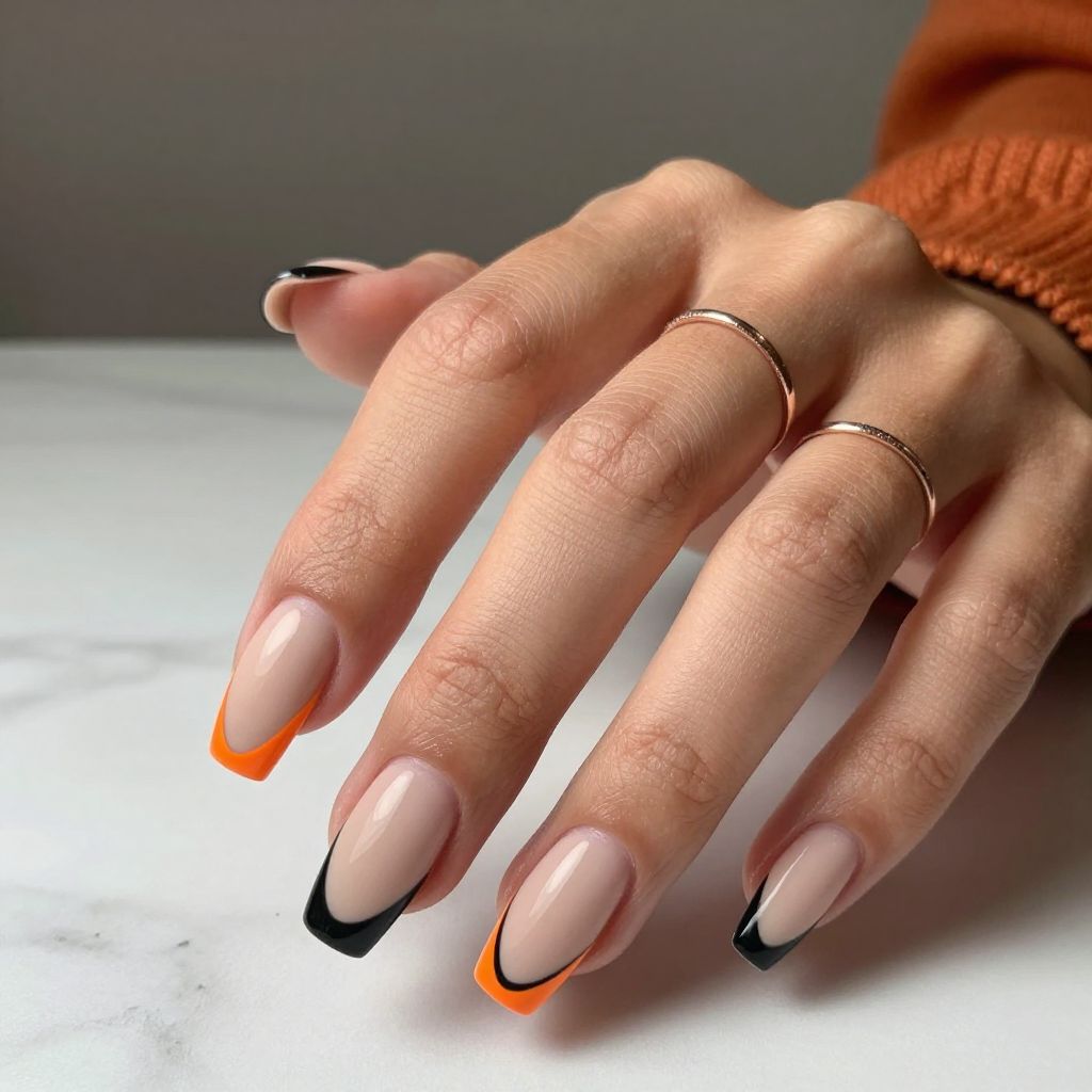 Matte Black with Orange Outline Tips