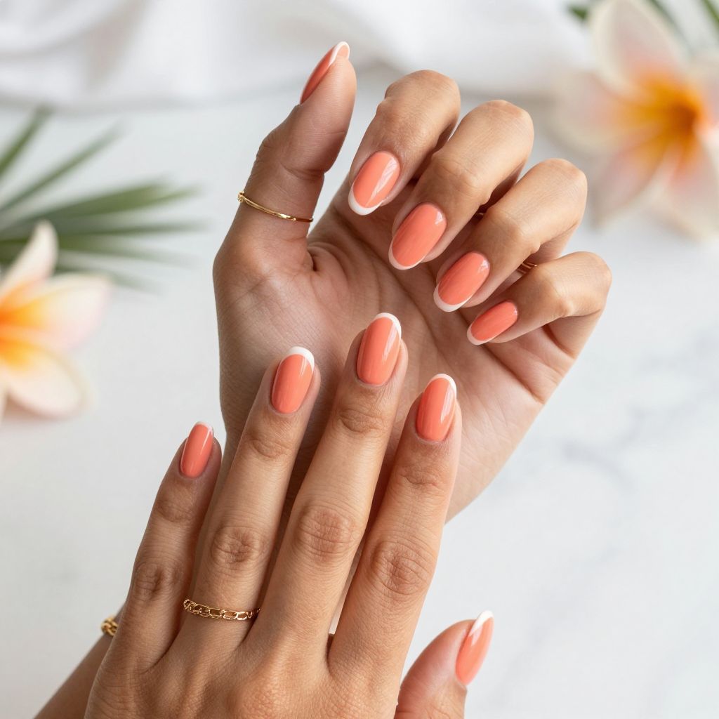 Coral Crush With Subtle French Tips