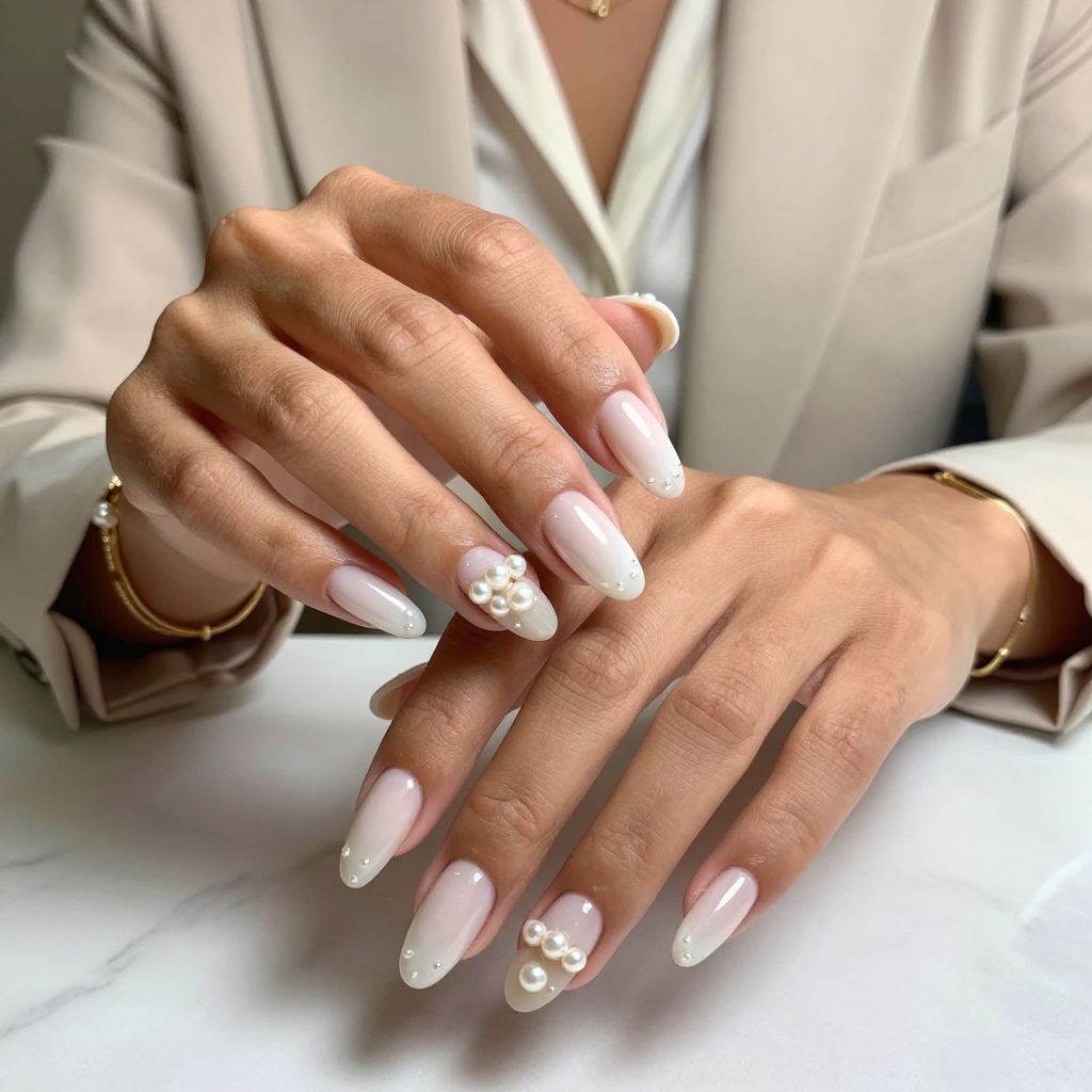 Pearl-Infused Coffin Nails