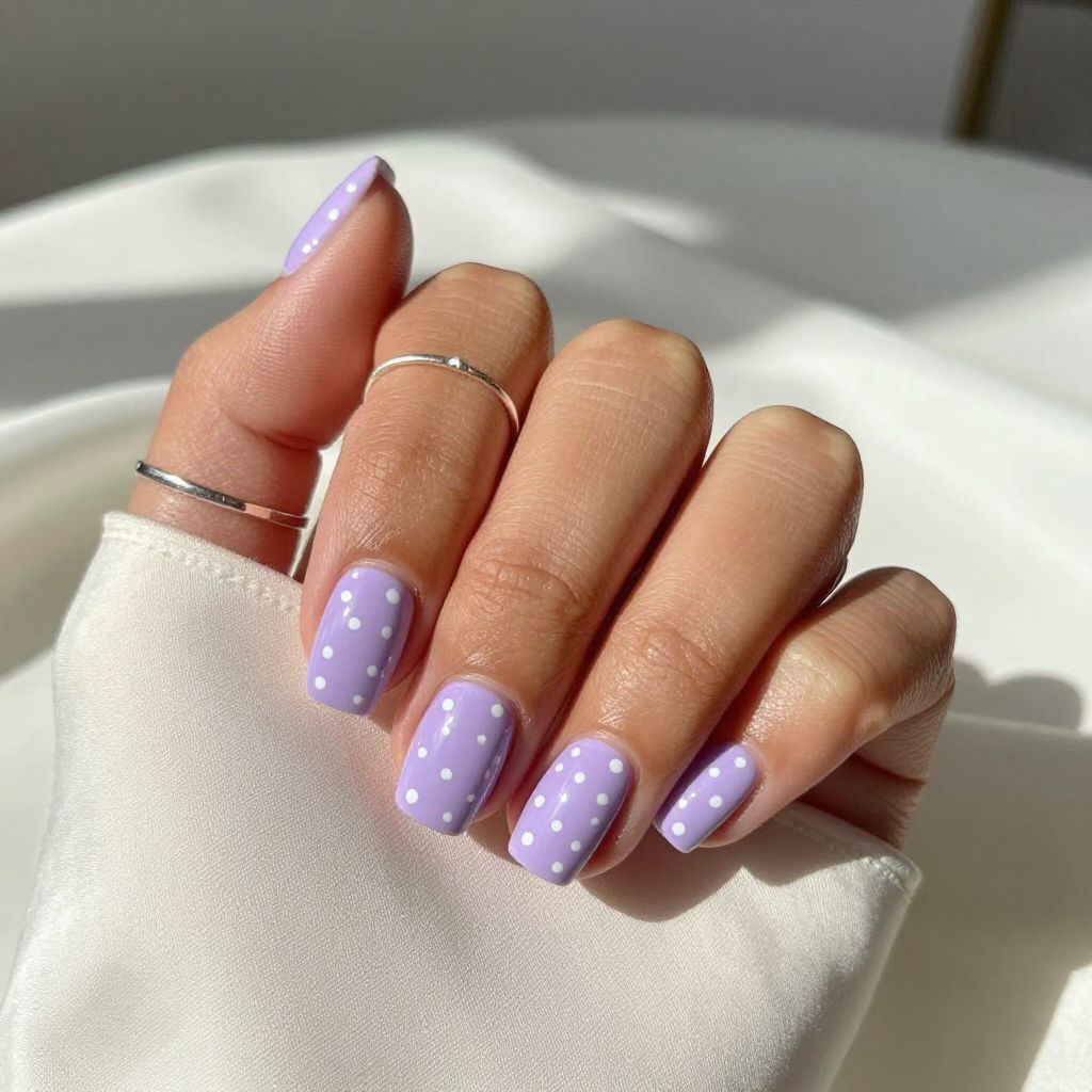 Lavender Pastel with White Polka Dots