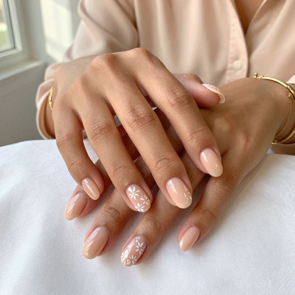 Pale Peach Gloss with Floral Negative Space