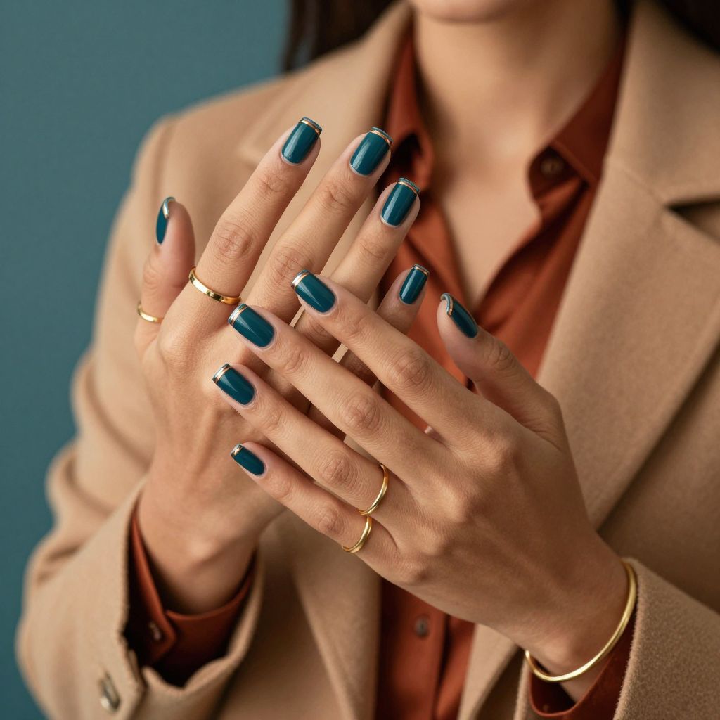Deep Teal with Metallic Copper Stripes