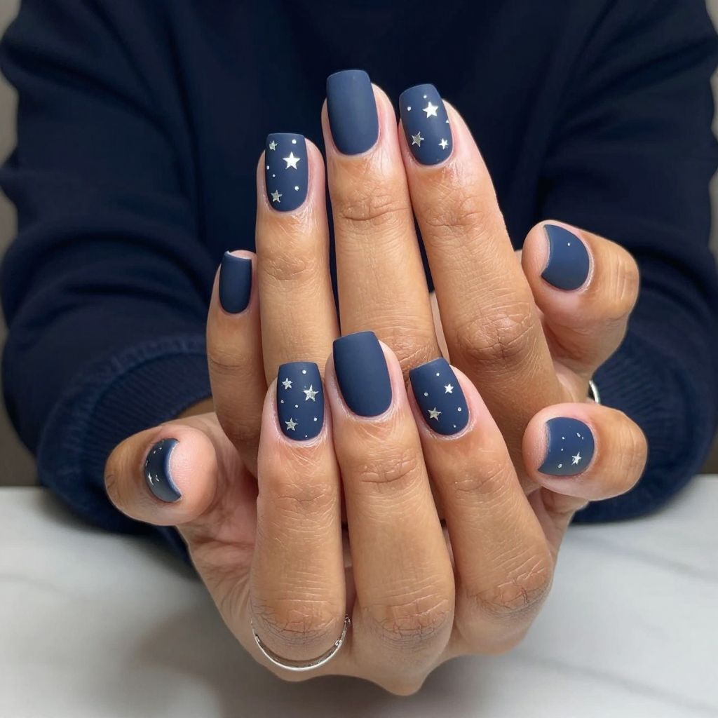 Navy Velveteen with Tiny Stars