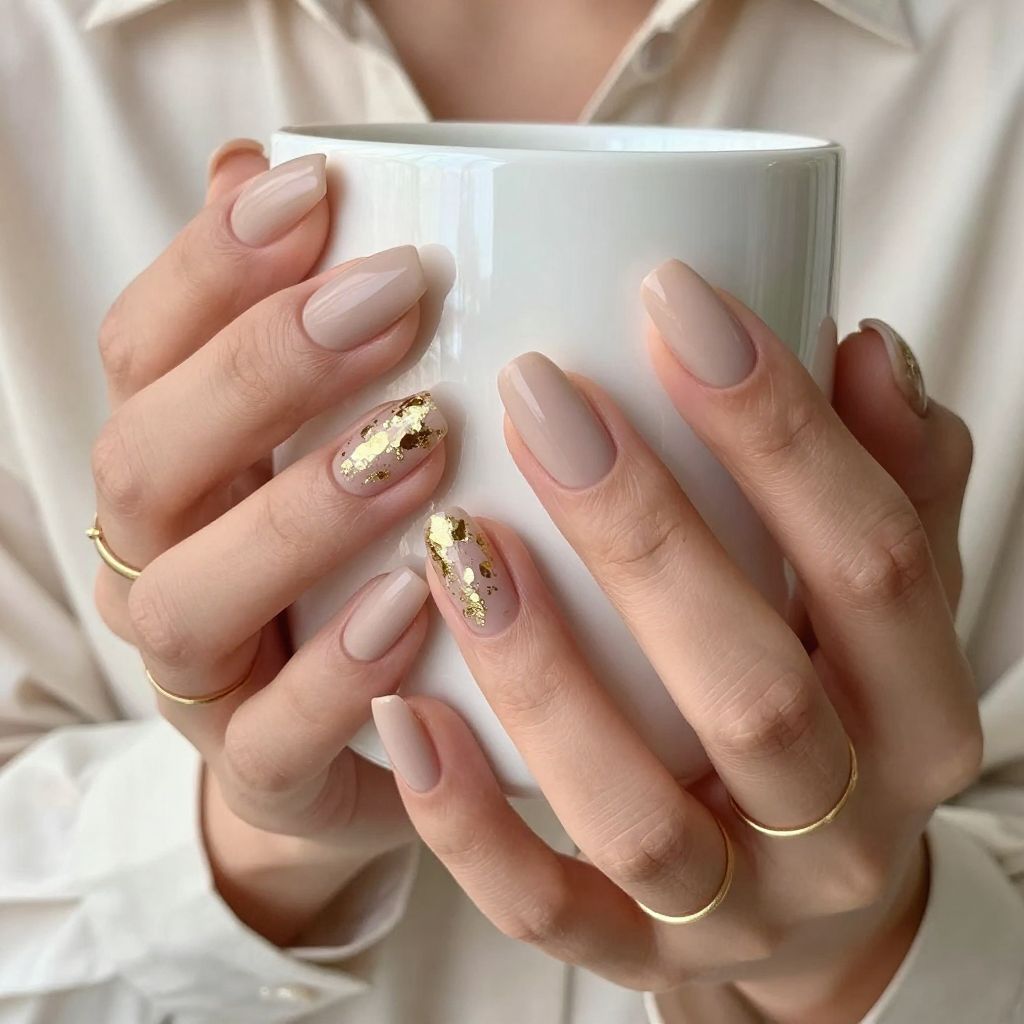 Soft Nude Almonds with Gold Foil Flakes