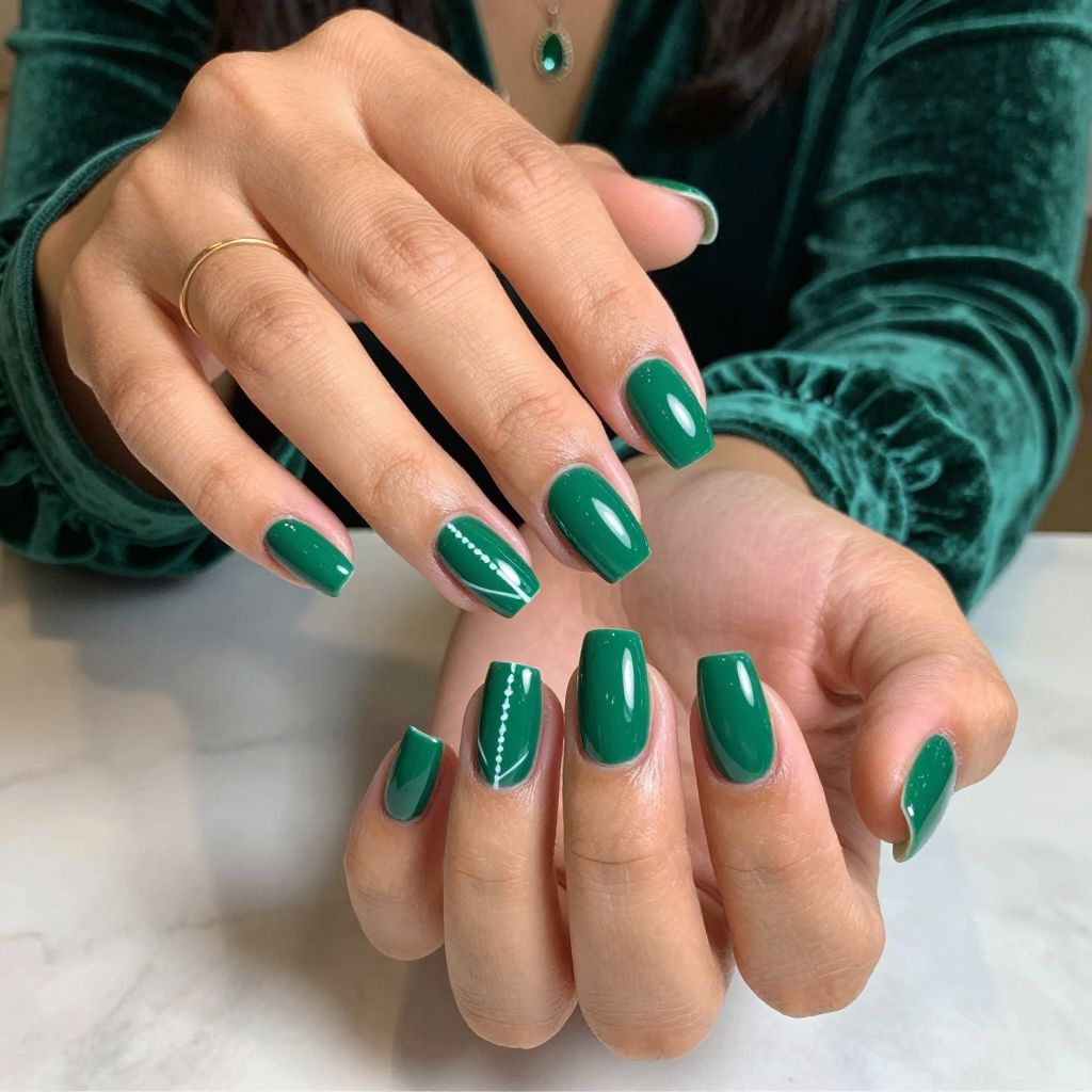 Emerald Green Gloss with Chevron Details