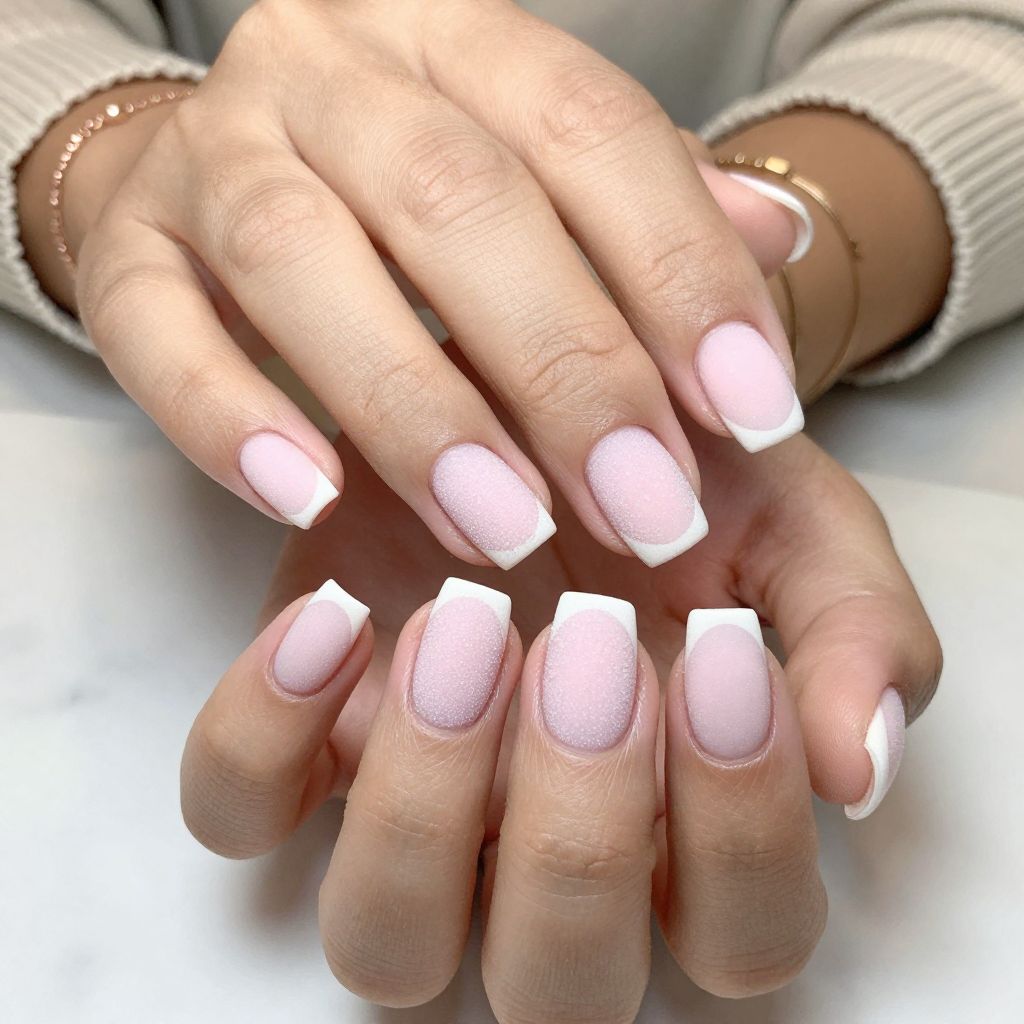 Frosted Pink French Manicure