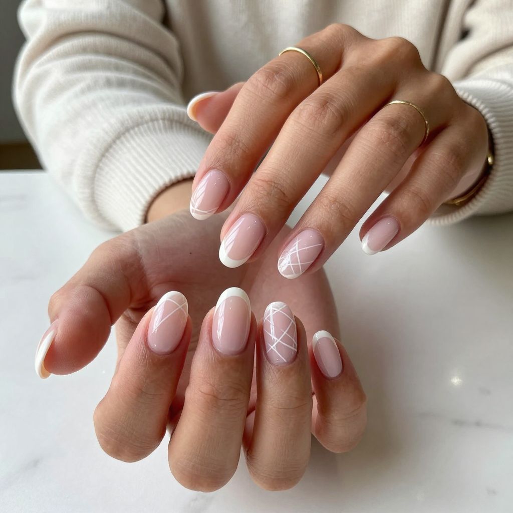 Soft Pink Tips with Subtle Mesh Detail