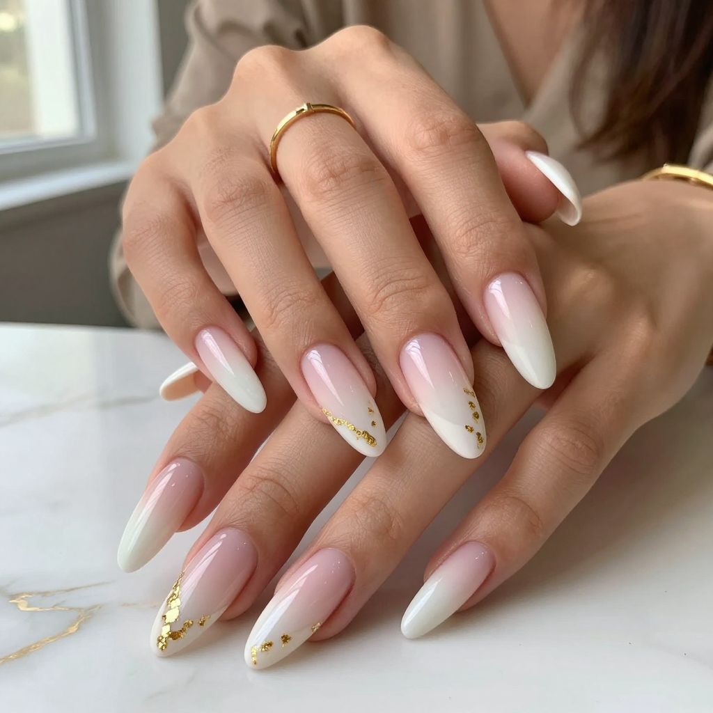 Ombre Pink French with Gold Foil