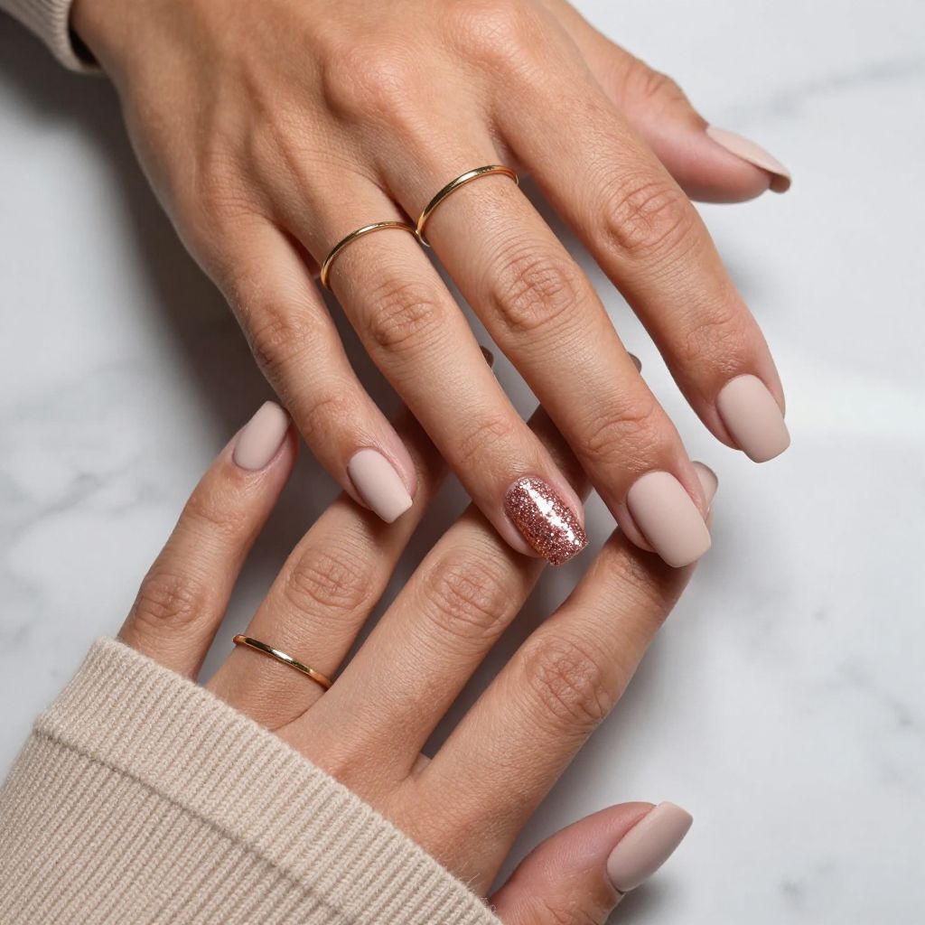 Matte Nude with Shimmer Accent
