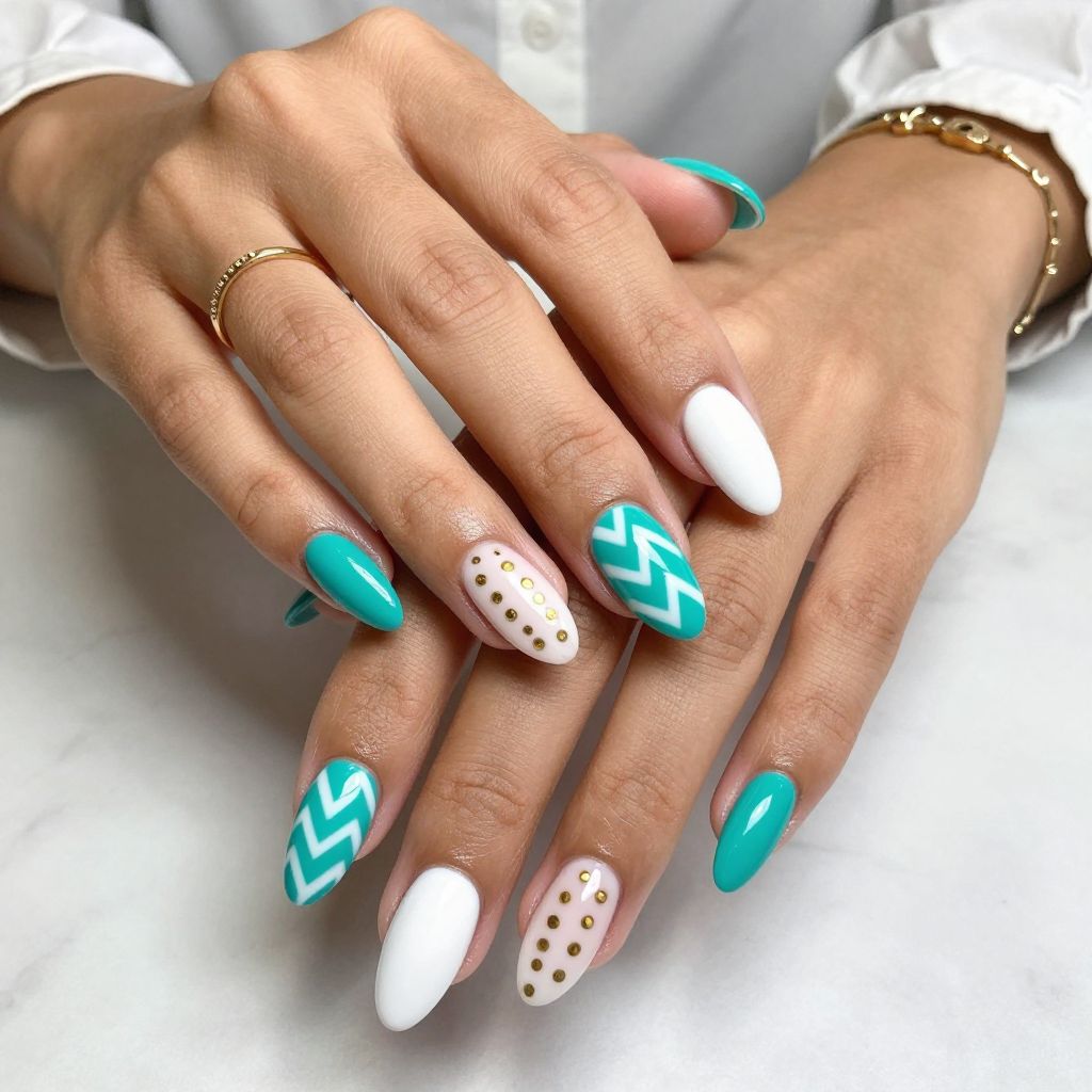 Teal and White Chevron Fun