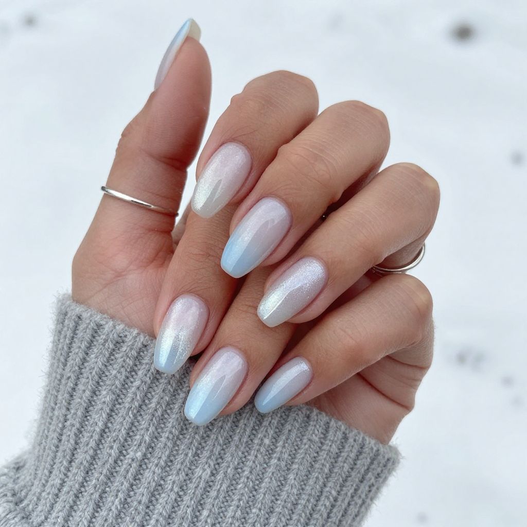 Shimmering Icy Milky White French