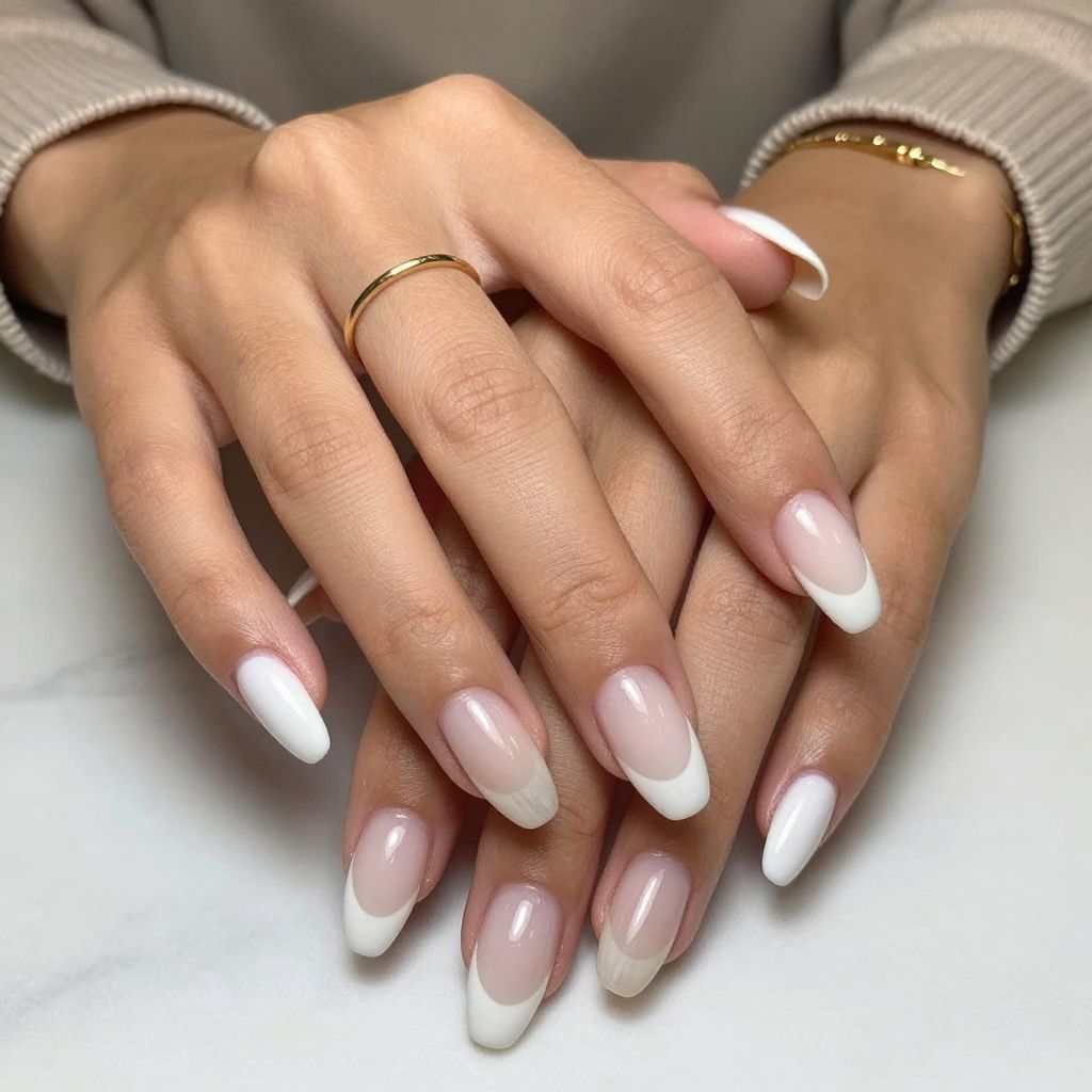 Layered Milky White with Clear Half Tips