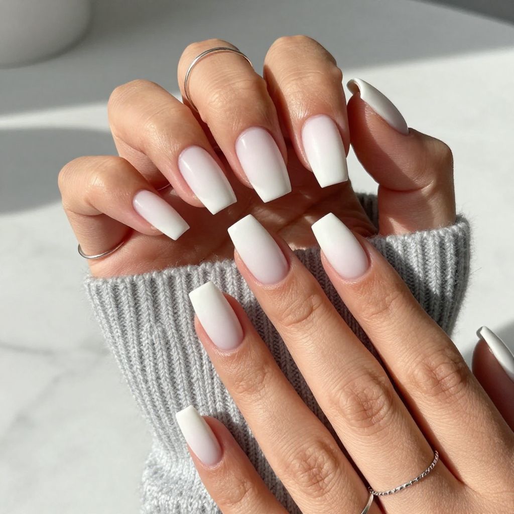 Square Shaped Matte Milky French