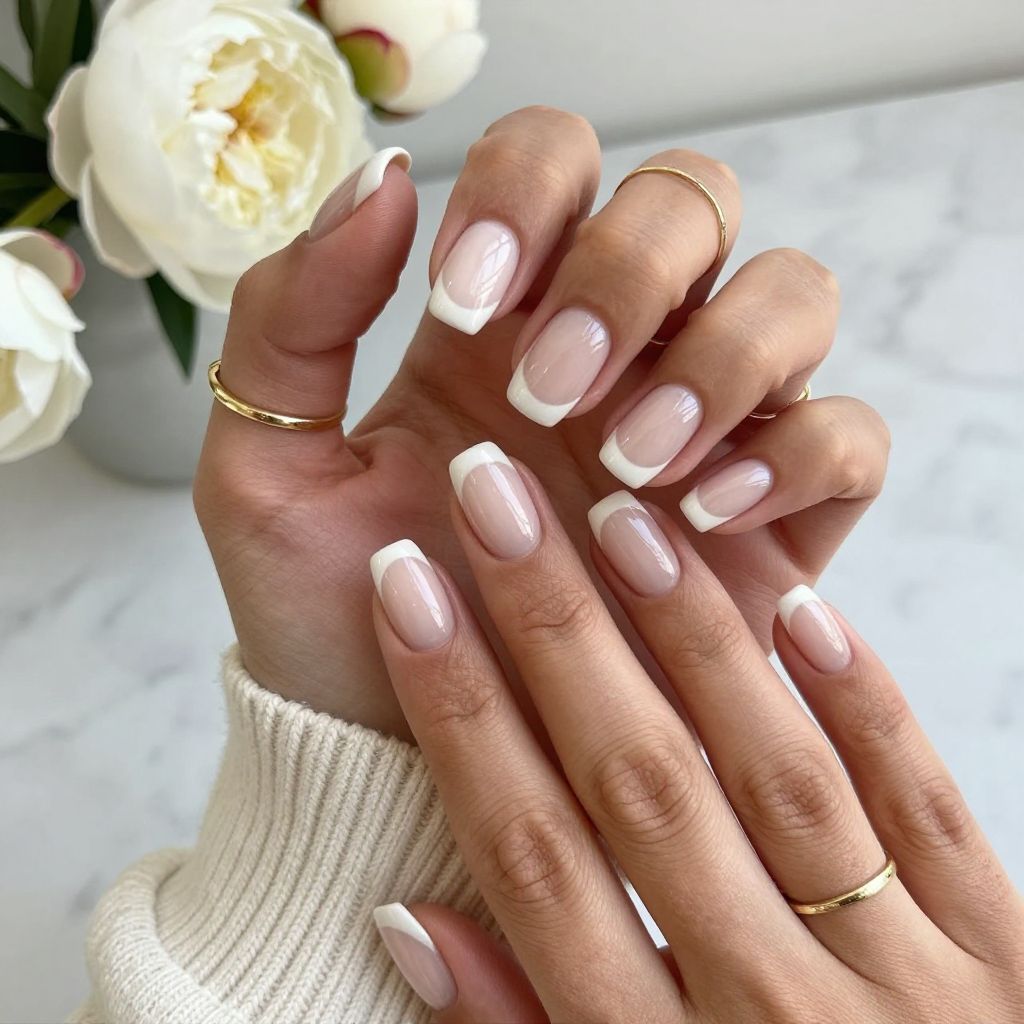 Milky White Half Moon Tips