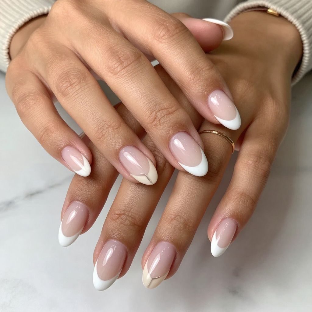Chevron Milky French Tips
