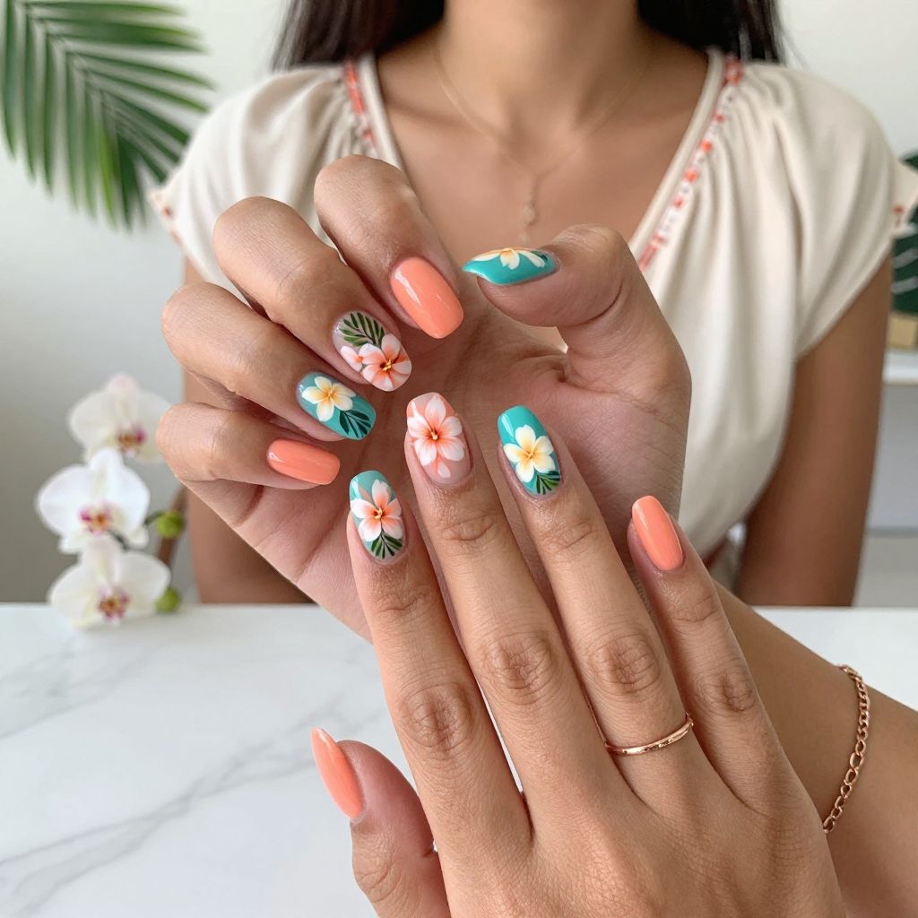 Tropical Bloom Nail Art Nails
