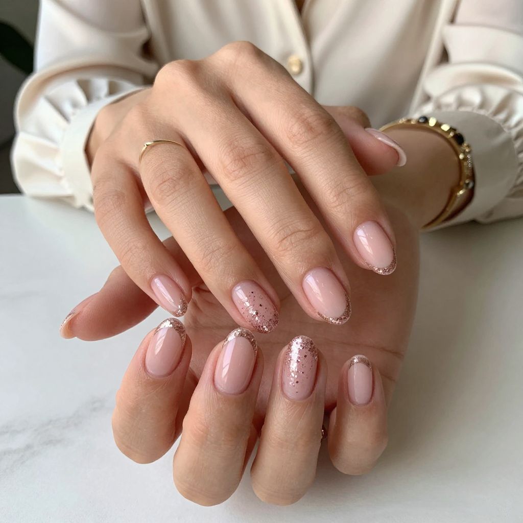 Glitter Twist French Nails