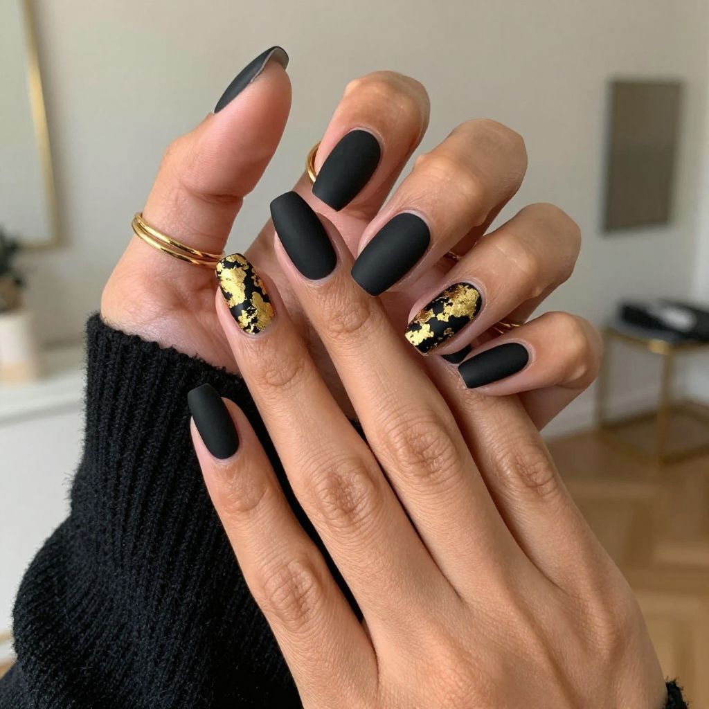 Bold Black Matte with Gold Foil