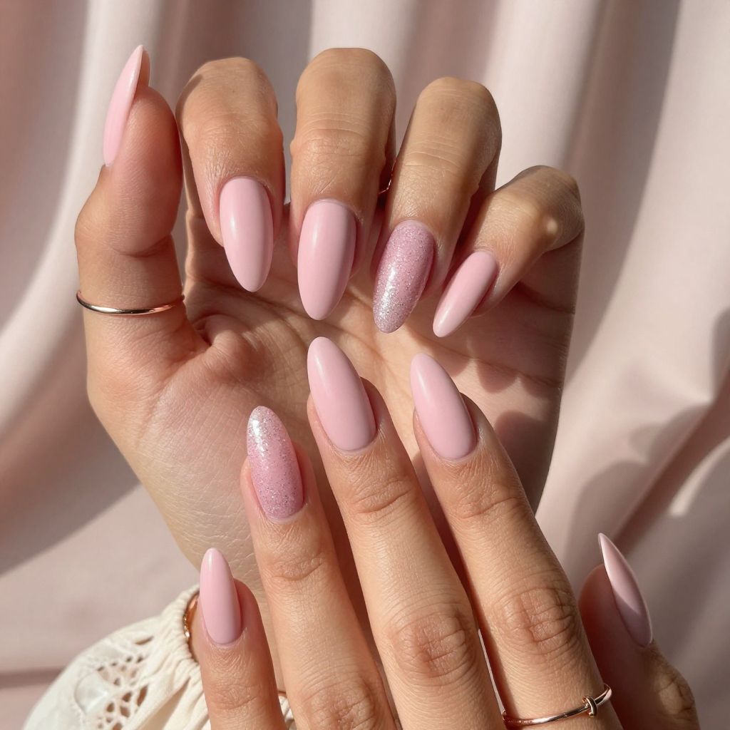 Petal Pink Glitter Tips