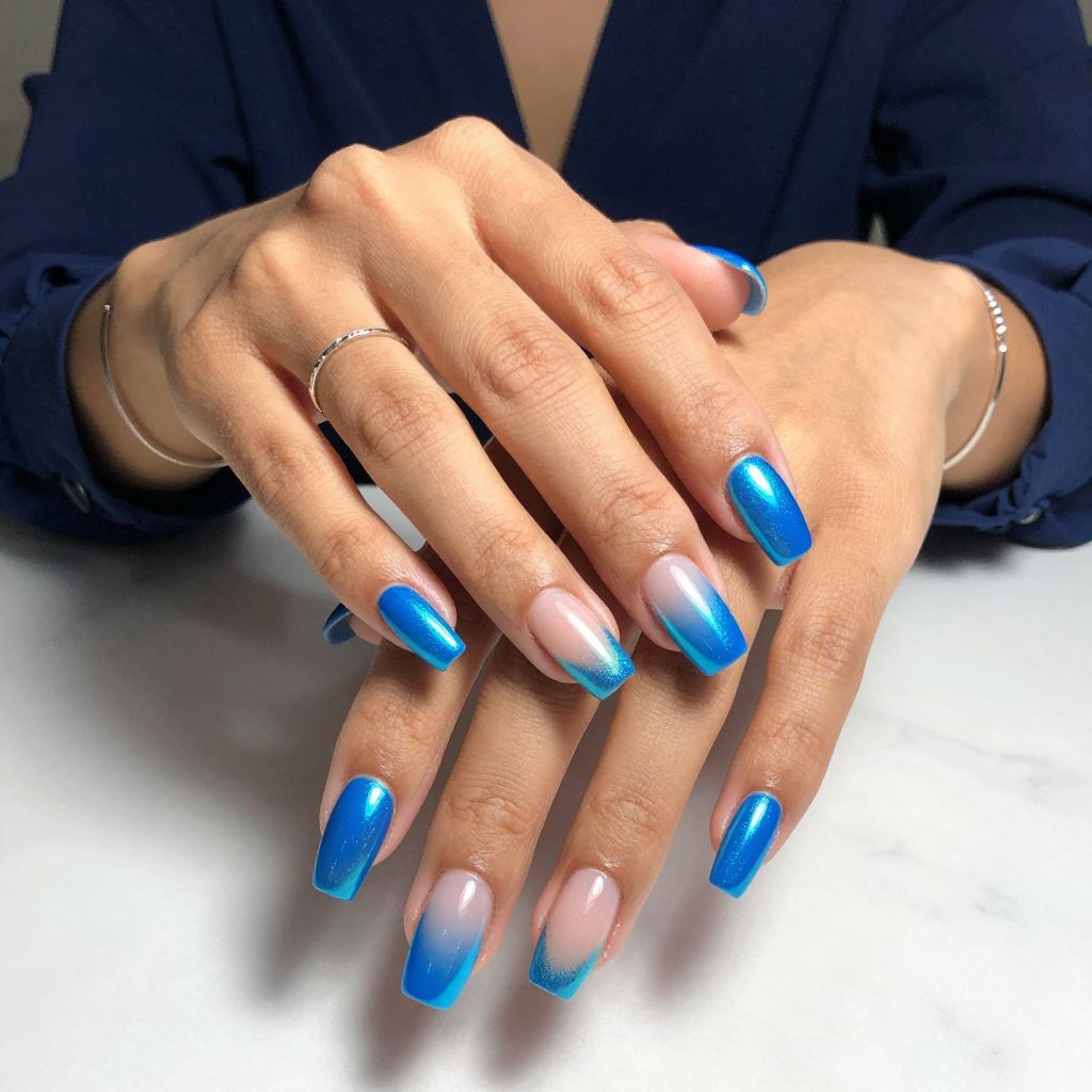 Neon Blue Tips with Chrome Shine