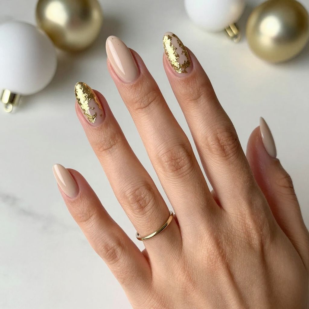 Soft Almond with Gold Foil Tips