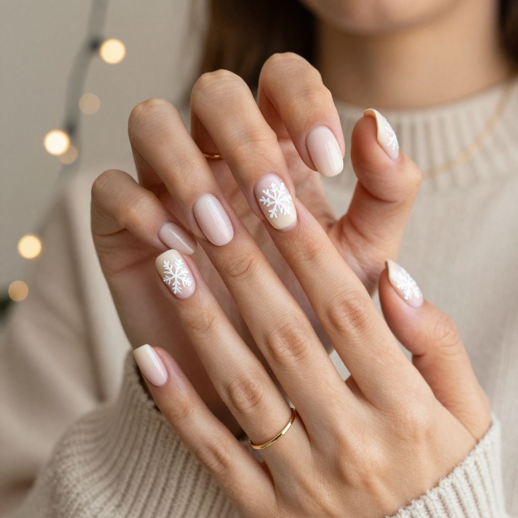 Soft Blush with Snowflake Accents