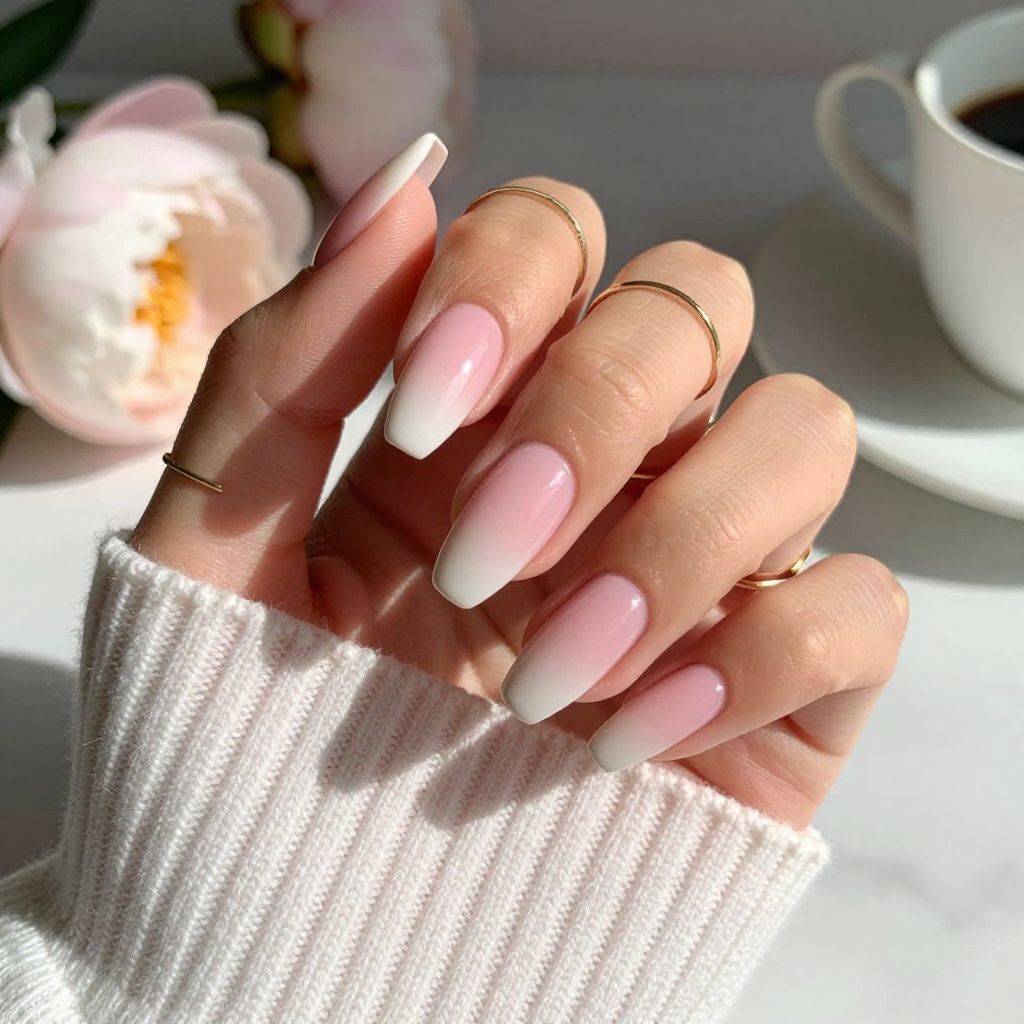 Soft Blush Ombre with Glossy Finish