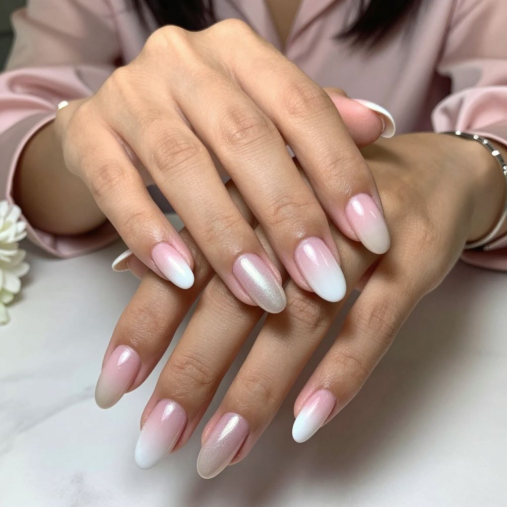 Iridescent Ombre with Chrome Pink and White Blend