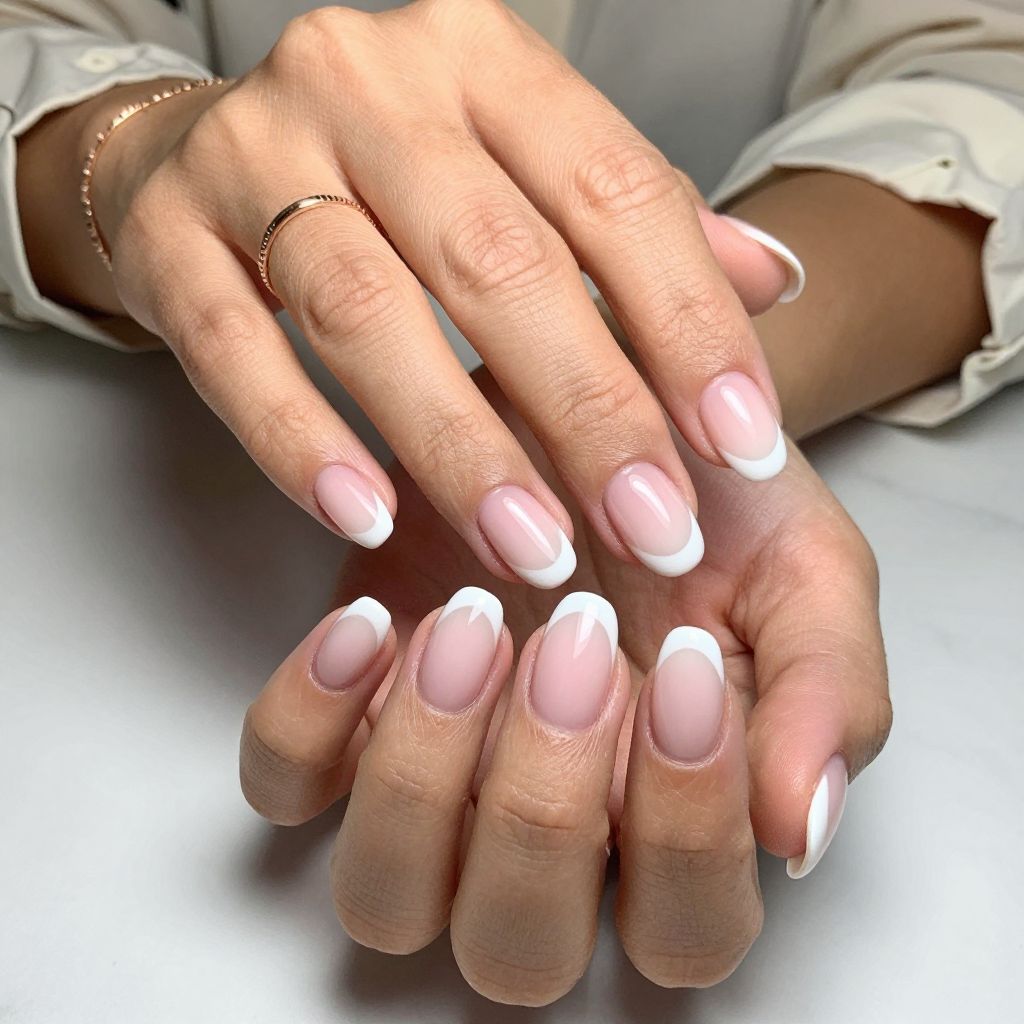 French Ombre with Defined White Tips