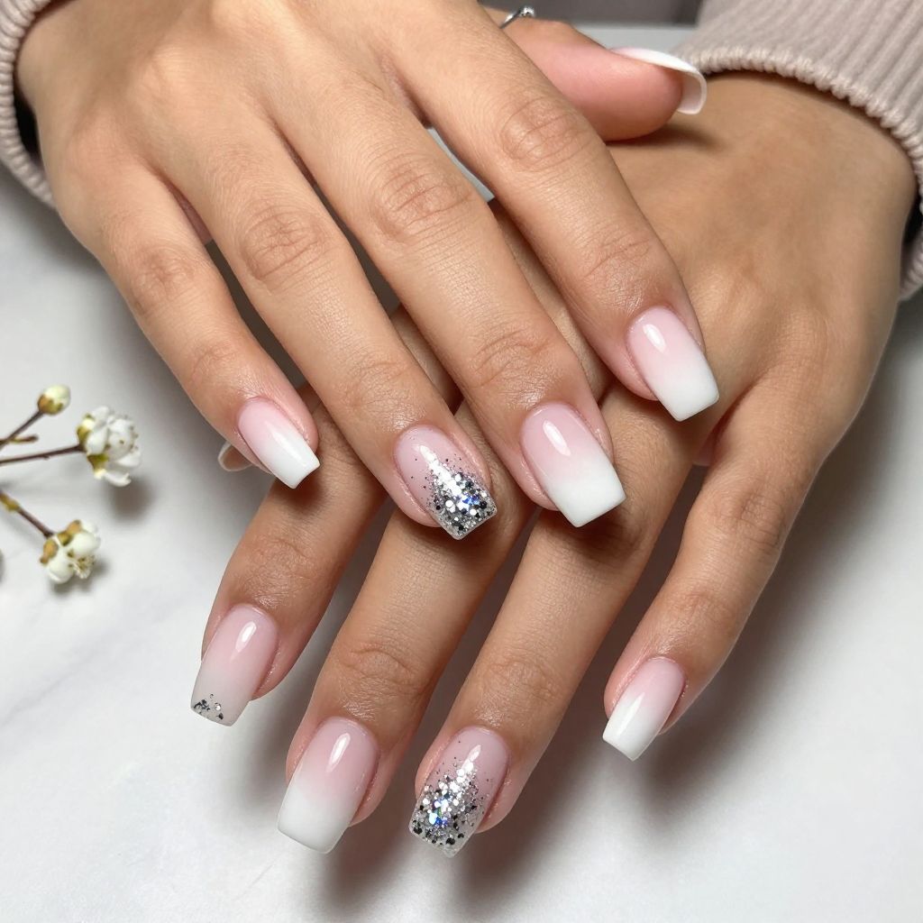 Chunky Glitter Ombre on Square Nails
