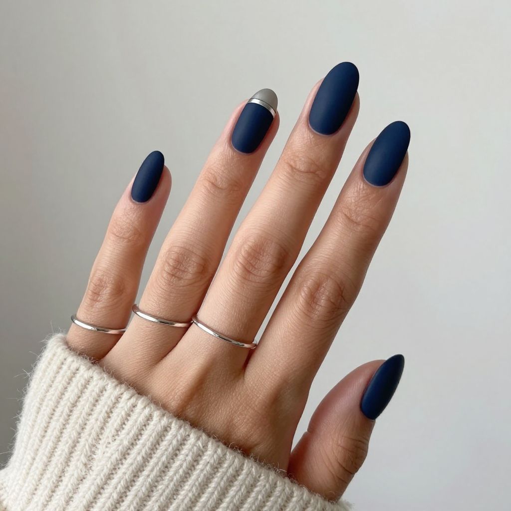 Midnight Blue Matte Nails