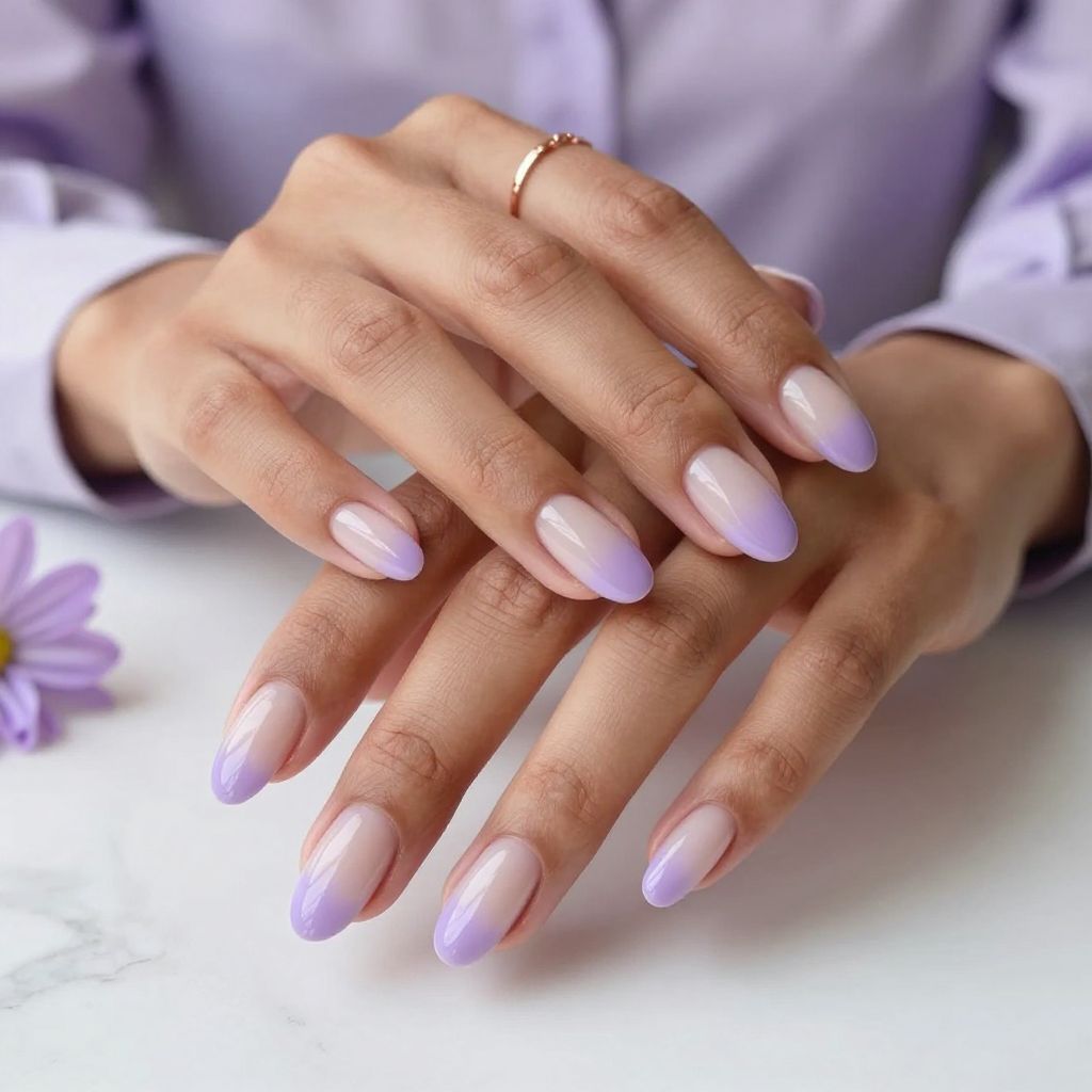 Soft Lilac French Fade Nails