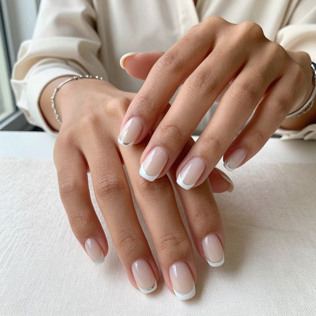 Subtle French Opal Tips Nails