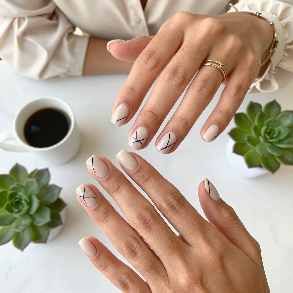 Minimalist Line Art Nails