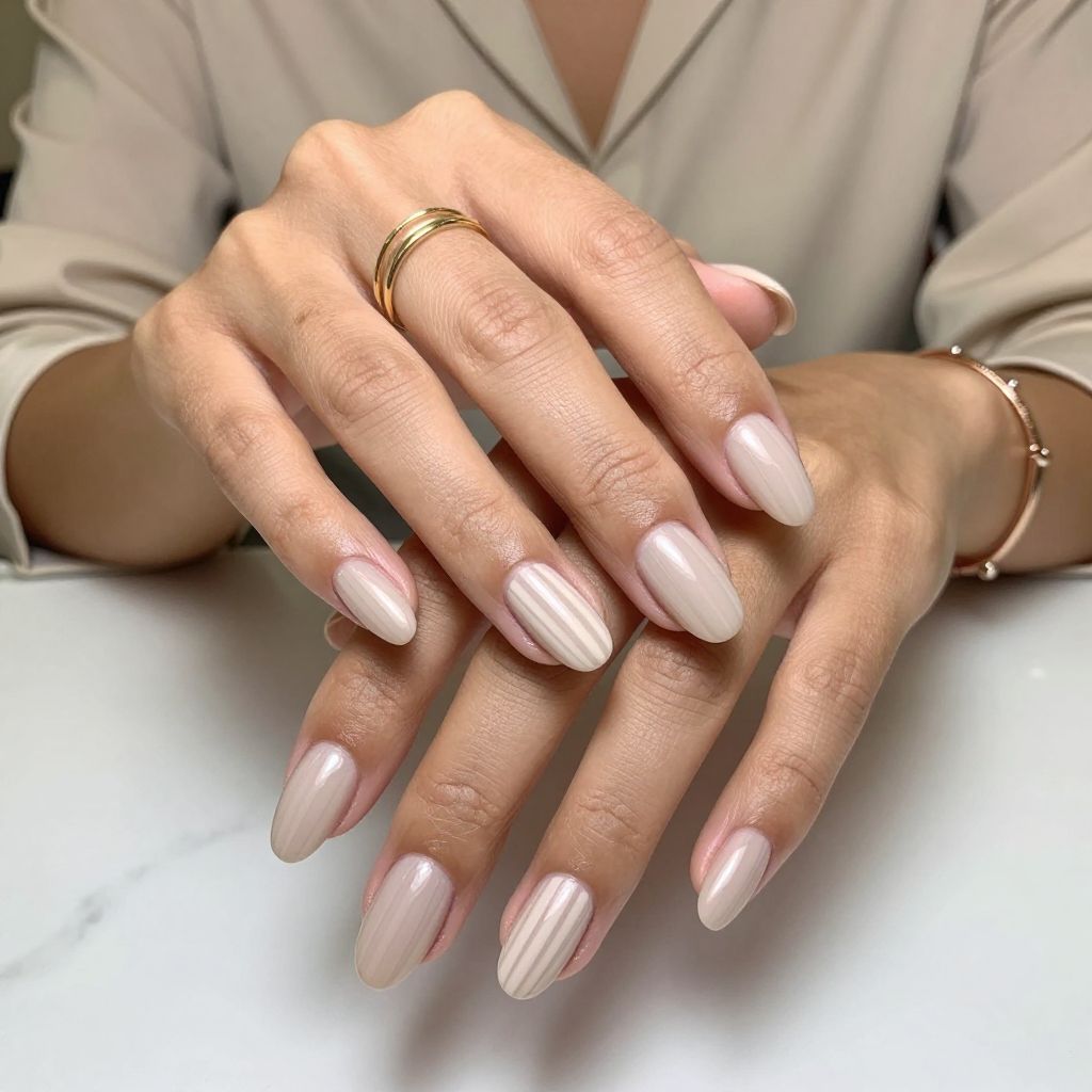 Frosted Nude with Subtle Matte Stripes
