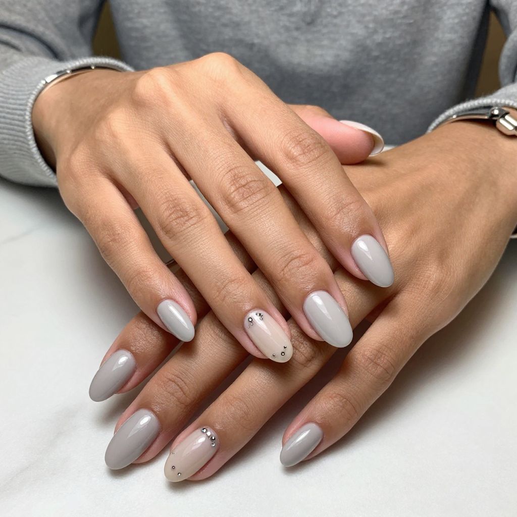 Soft Grayish Nude with Silver Stud Accents