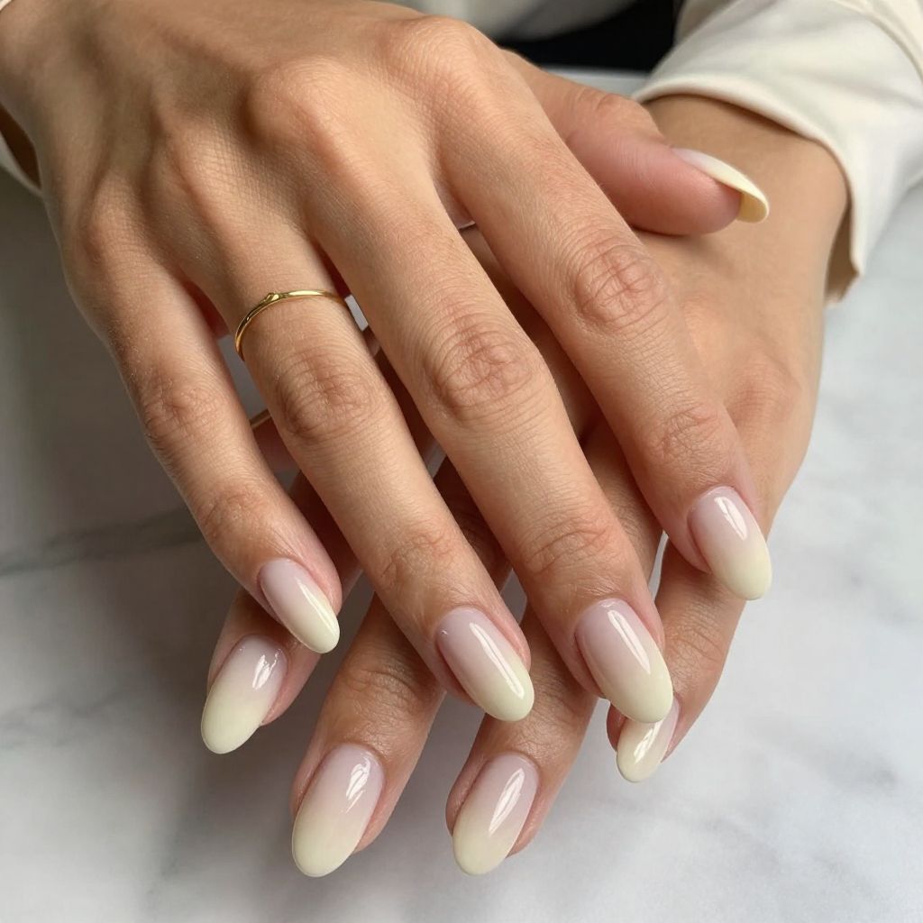 Creamy Ivory with Nude Satin French Tips