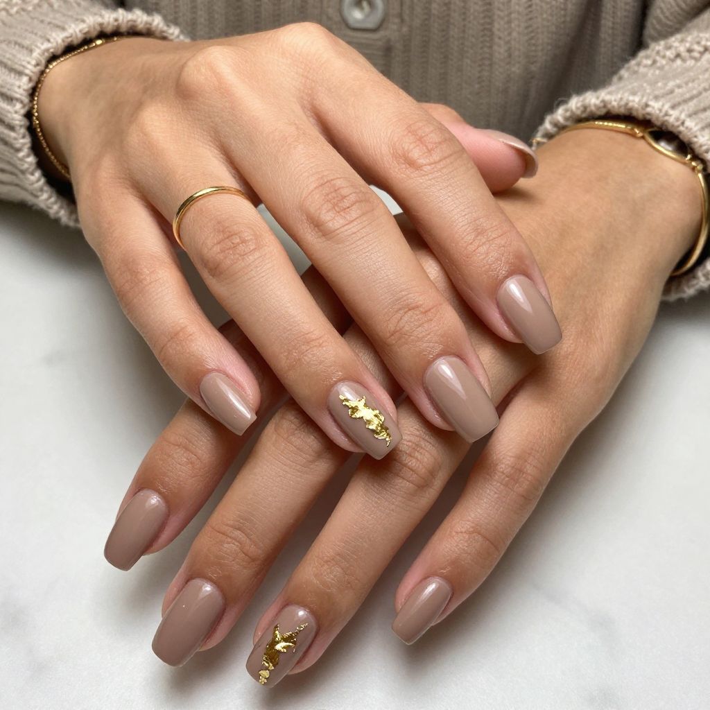 Nude Taupe with Delicate Gold Foil