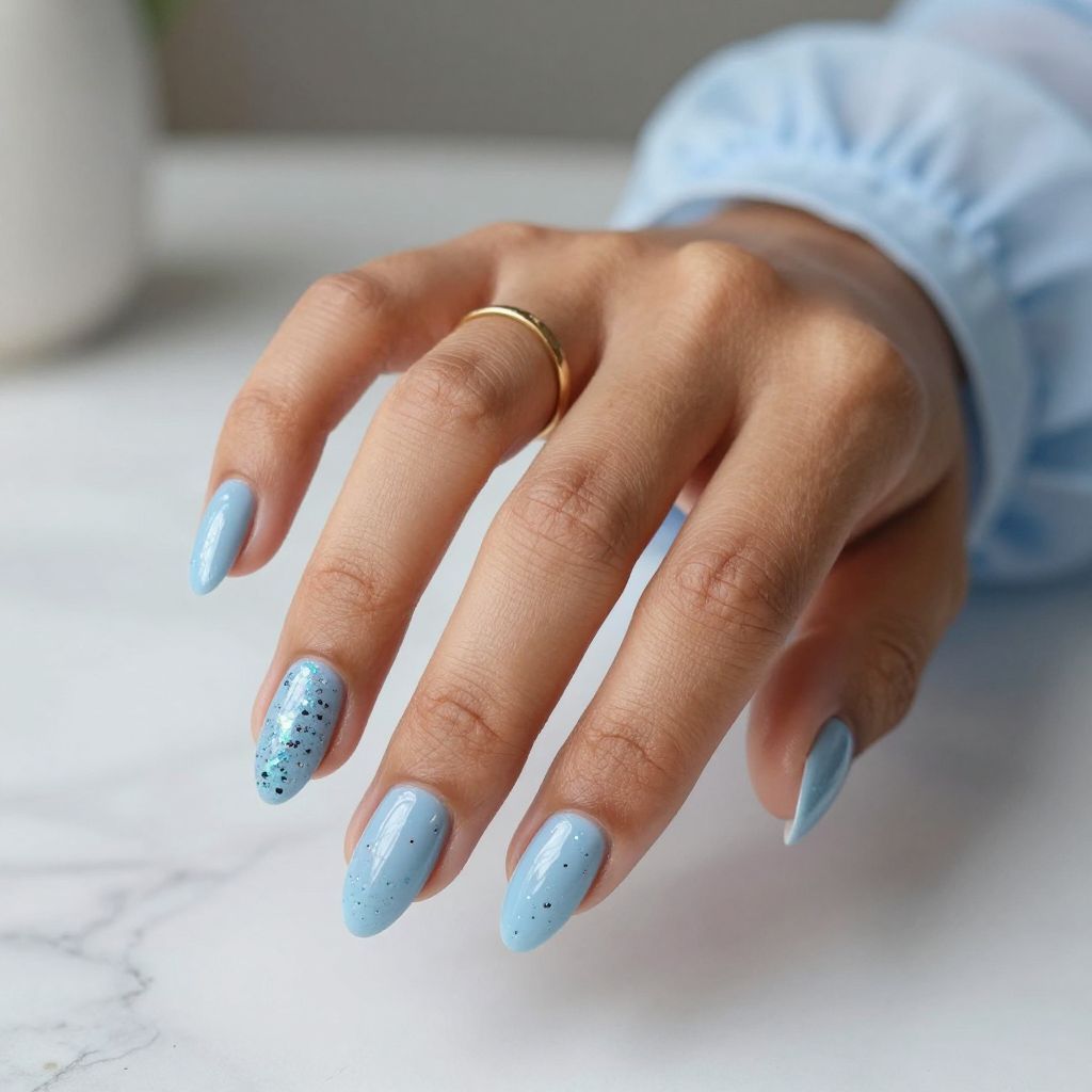 Powder Blue Sheen With Iridescent Flakes