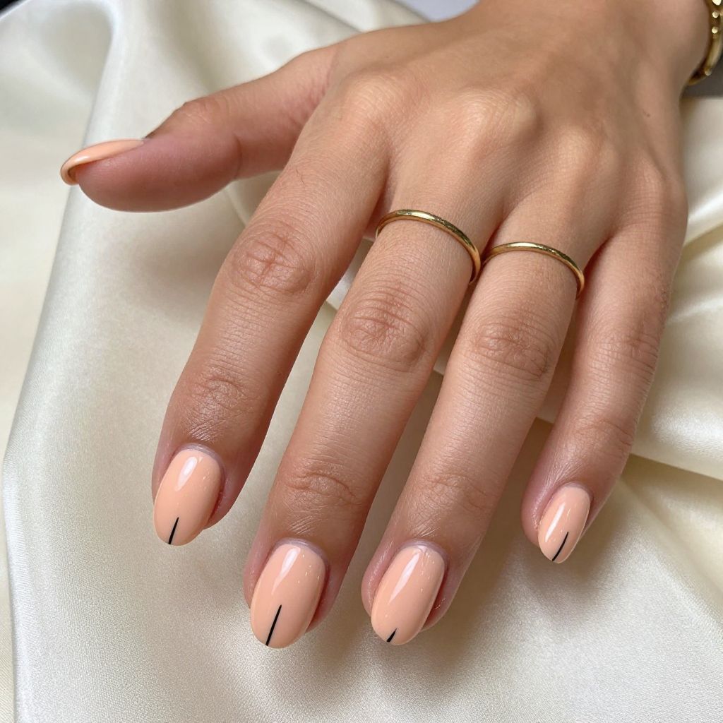 Pale Peach Gloss with Minimalist Black Lines