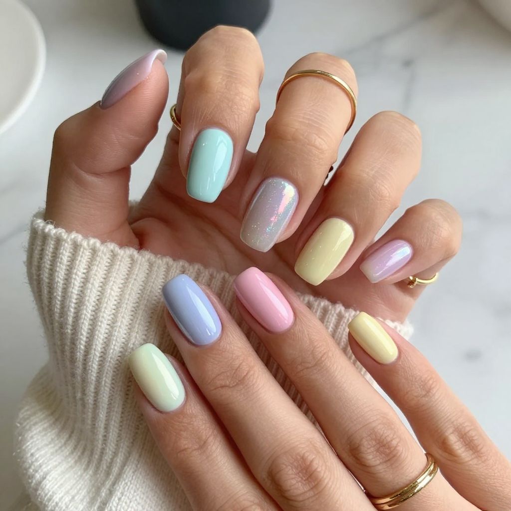 Subdued Pastel Rainbow Holographic Veil