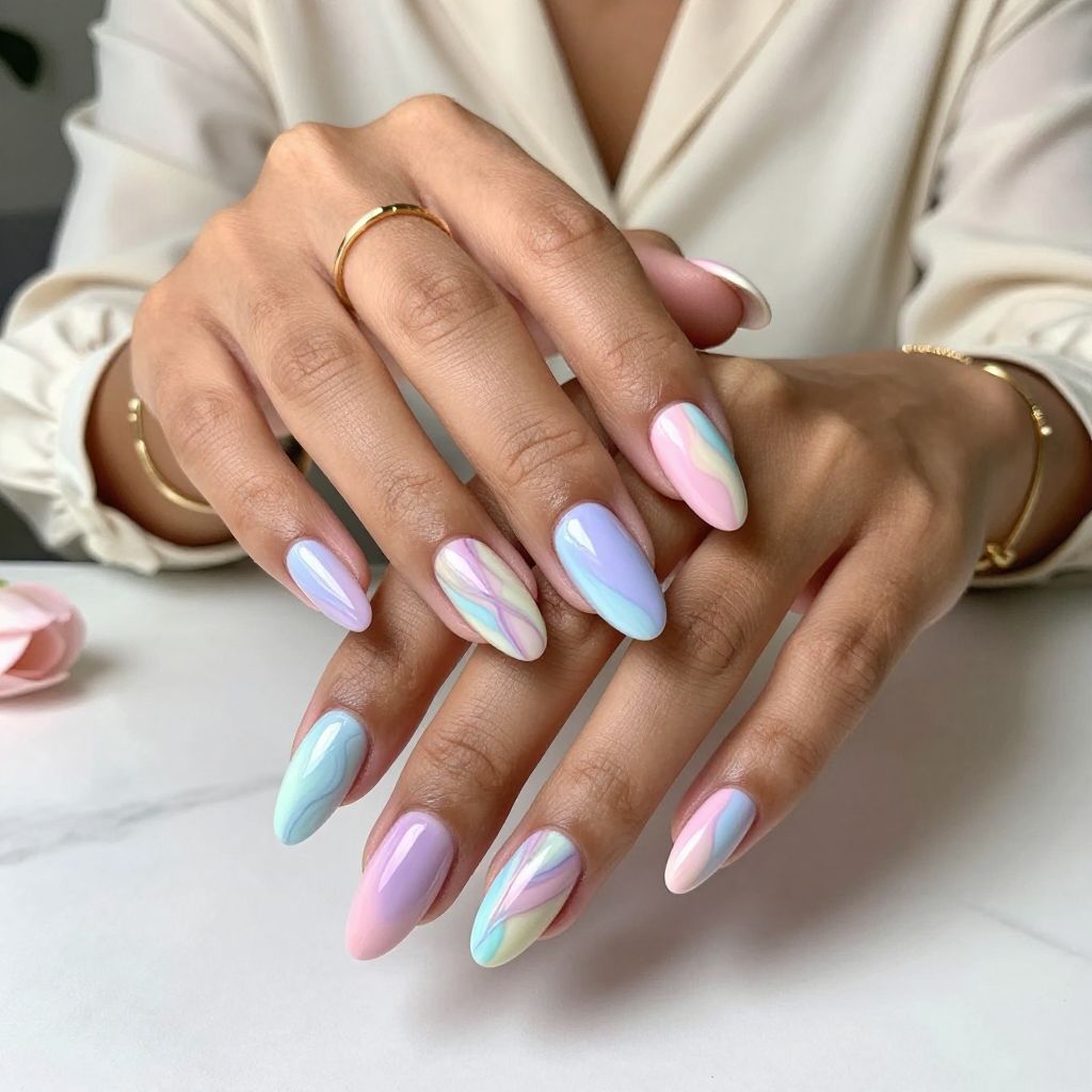 Dreamy Pastel Rainbow Marble