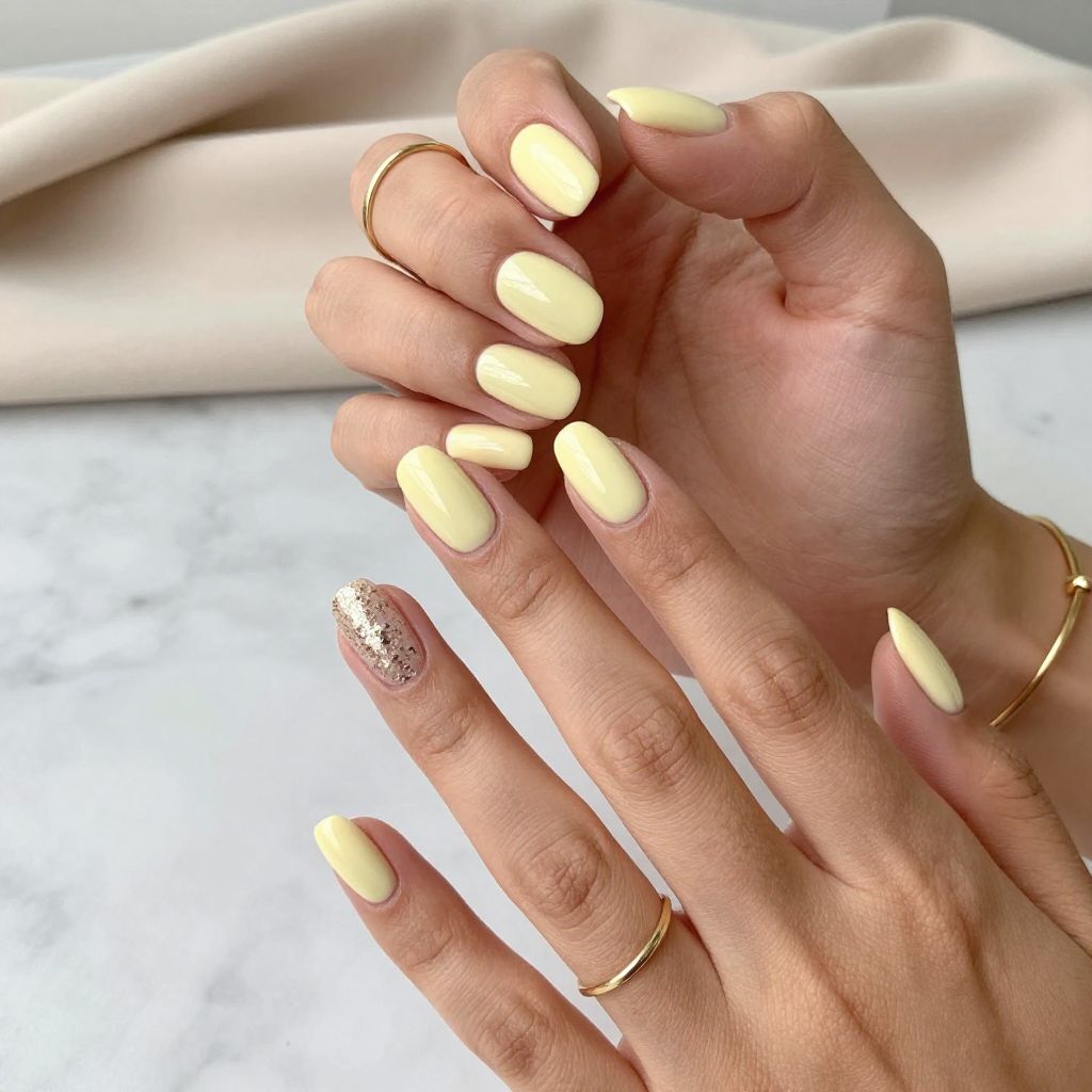 Pastel Yellow Buttercream Nails