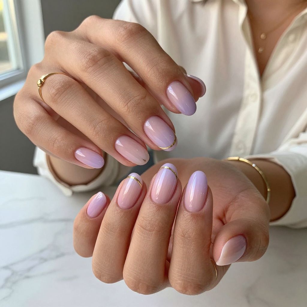 Lavender Fade with Gold Lines