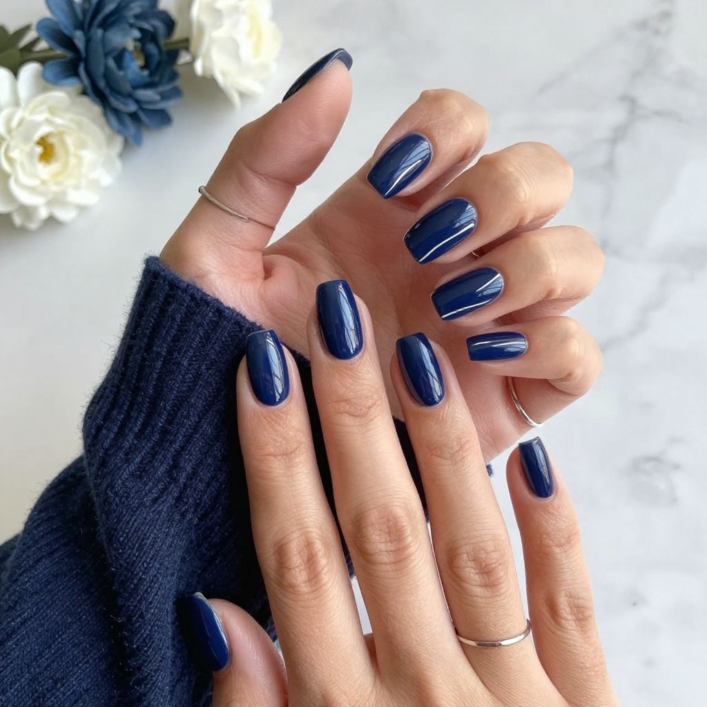 Glossy Navy Blue with White Hook Graphics