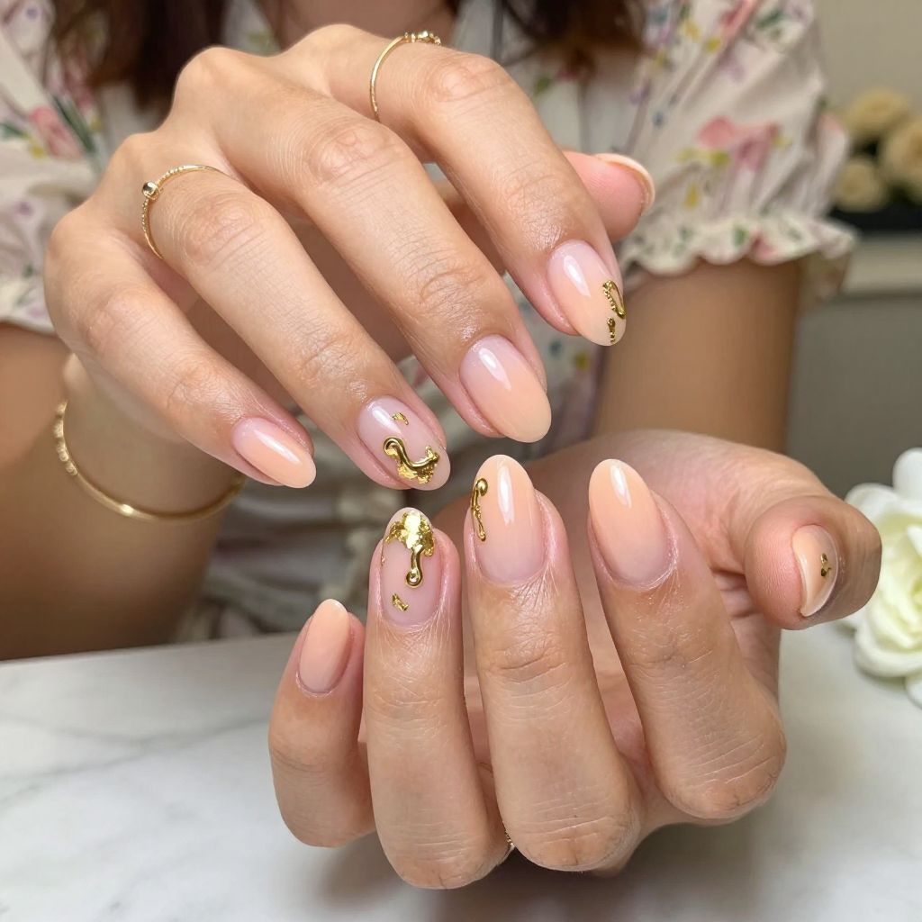 Soft Peach with Gold Foil Hooks