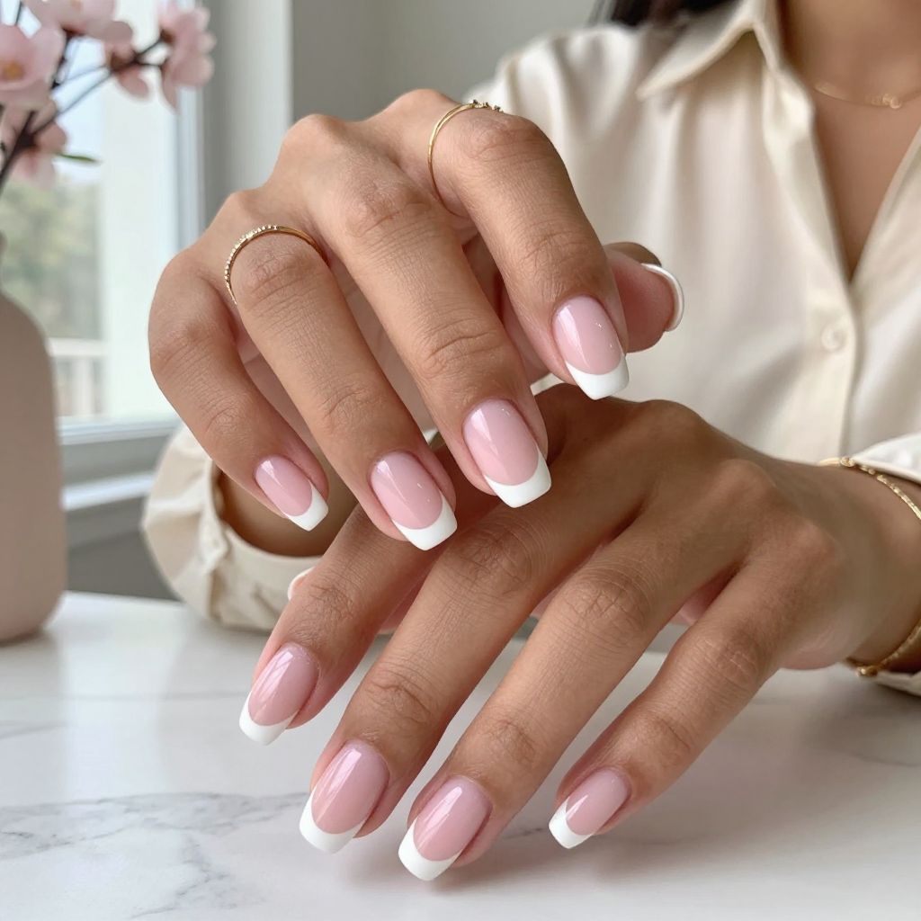 Classic Curved Pink and White Tips