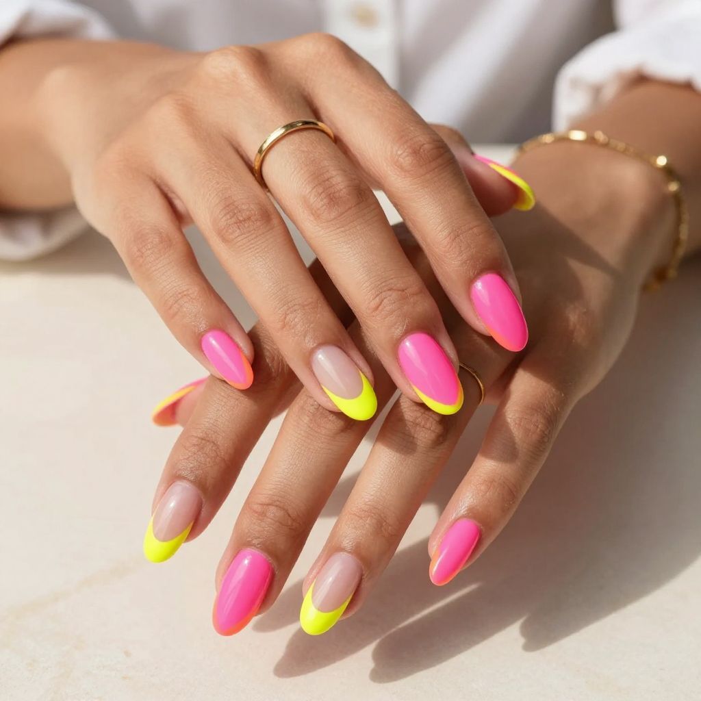Neon Pink With Sunny Yellow Tips