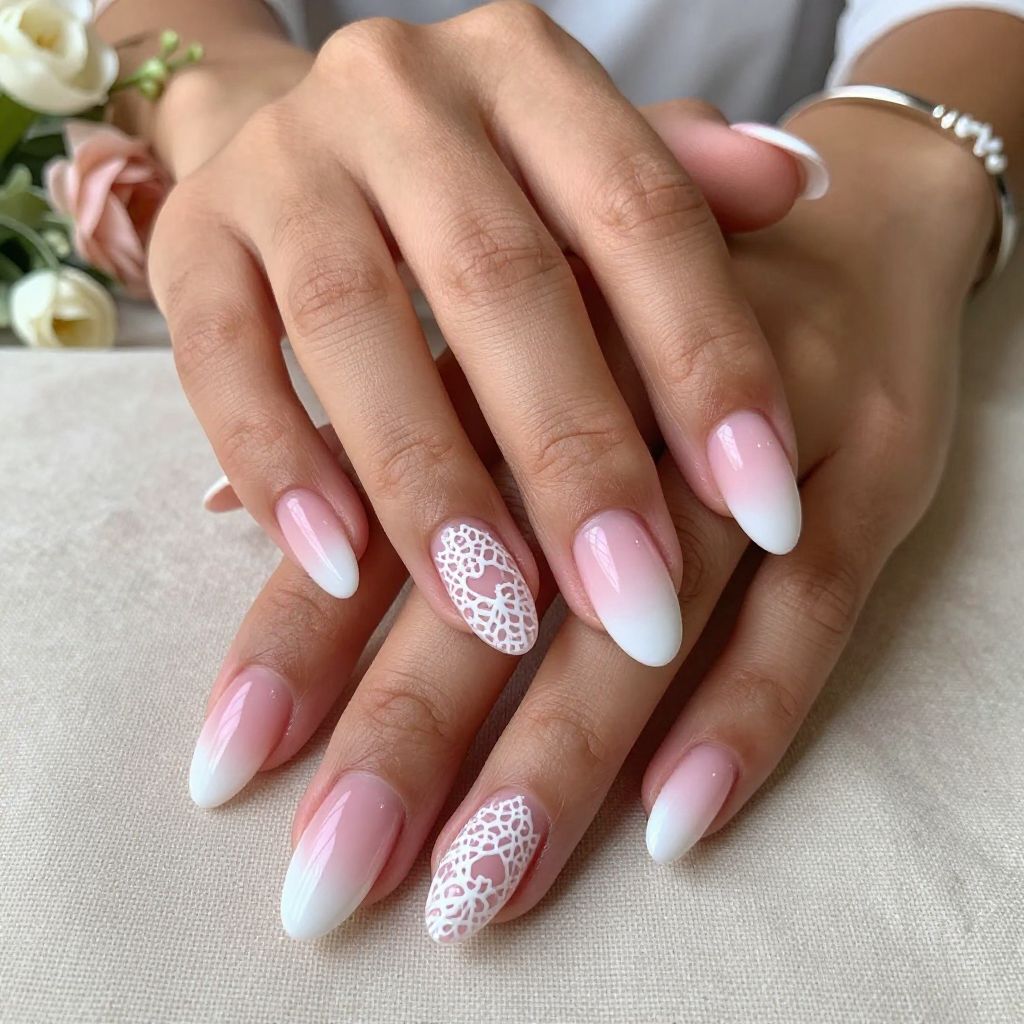Cherry Ombre with White Lace