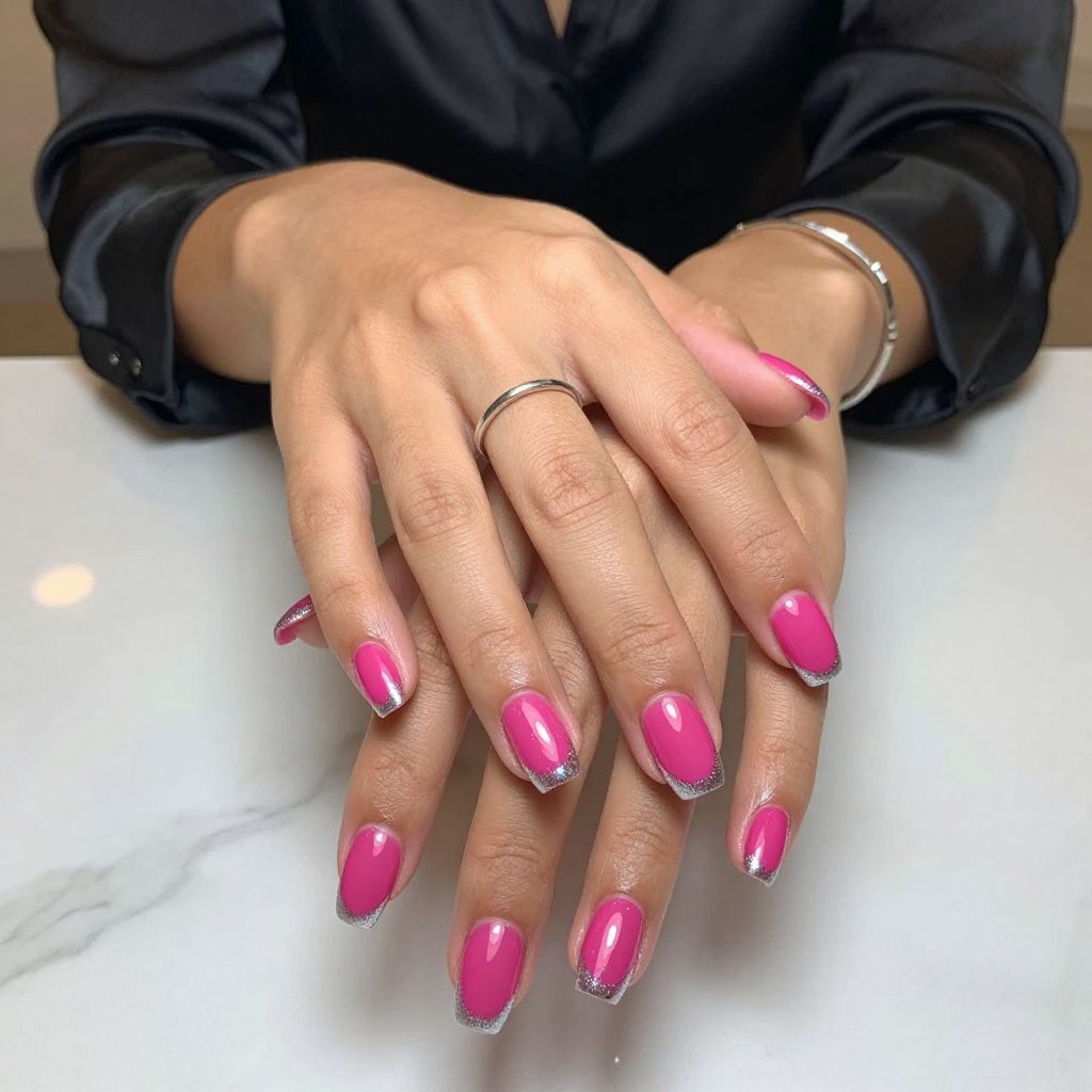 Fuchsia Pink Jelly with Chrome Tips
